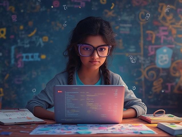 Student wearing glasses using a laptop in a dark setting
