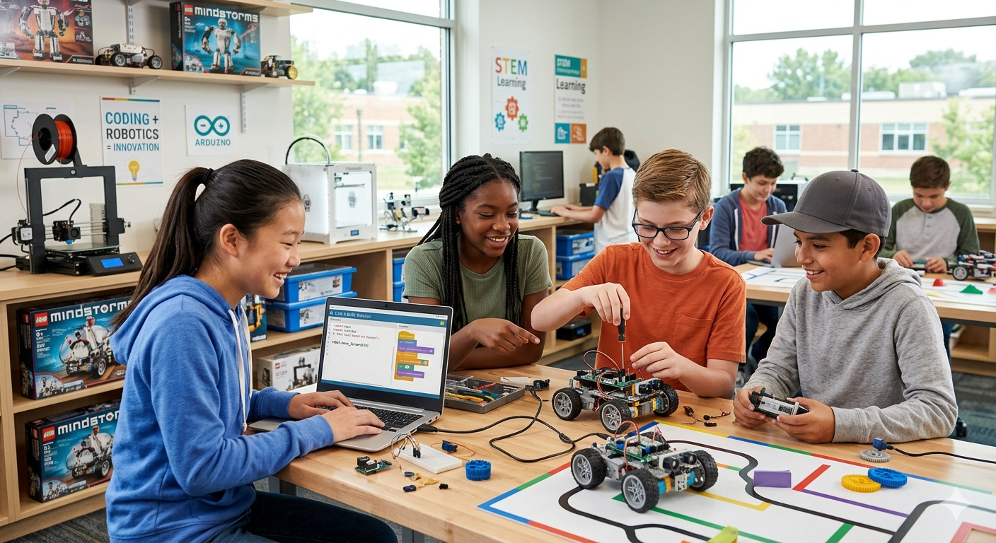 Young woman in a modern digital learning environment